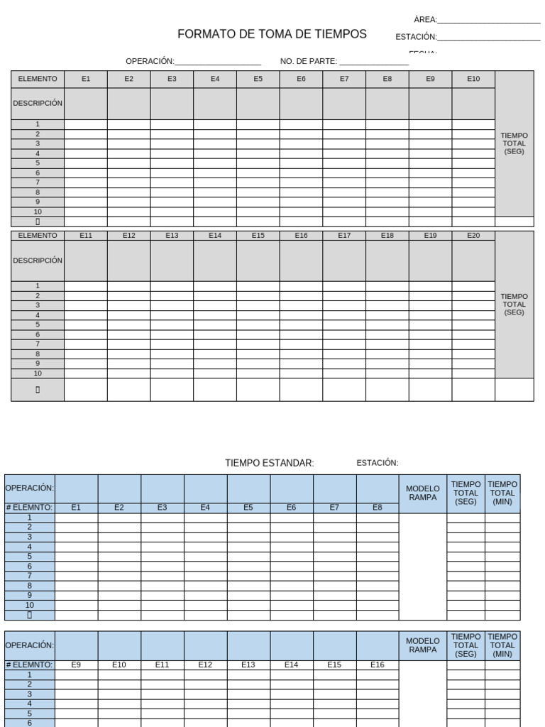 Formato Toma de Tiempos | PDF