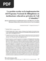 La gestión escolar en la implementacióndel Programa Nacional de Bilingüismo eninstituciones educativas privadas de Cali (Colombia)