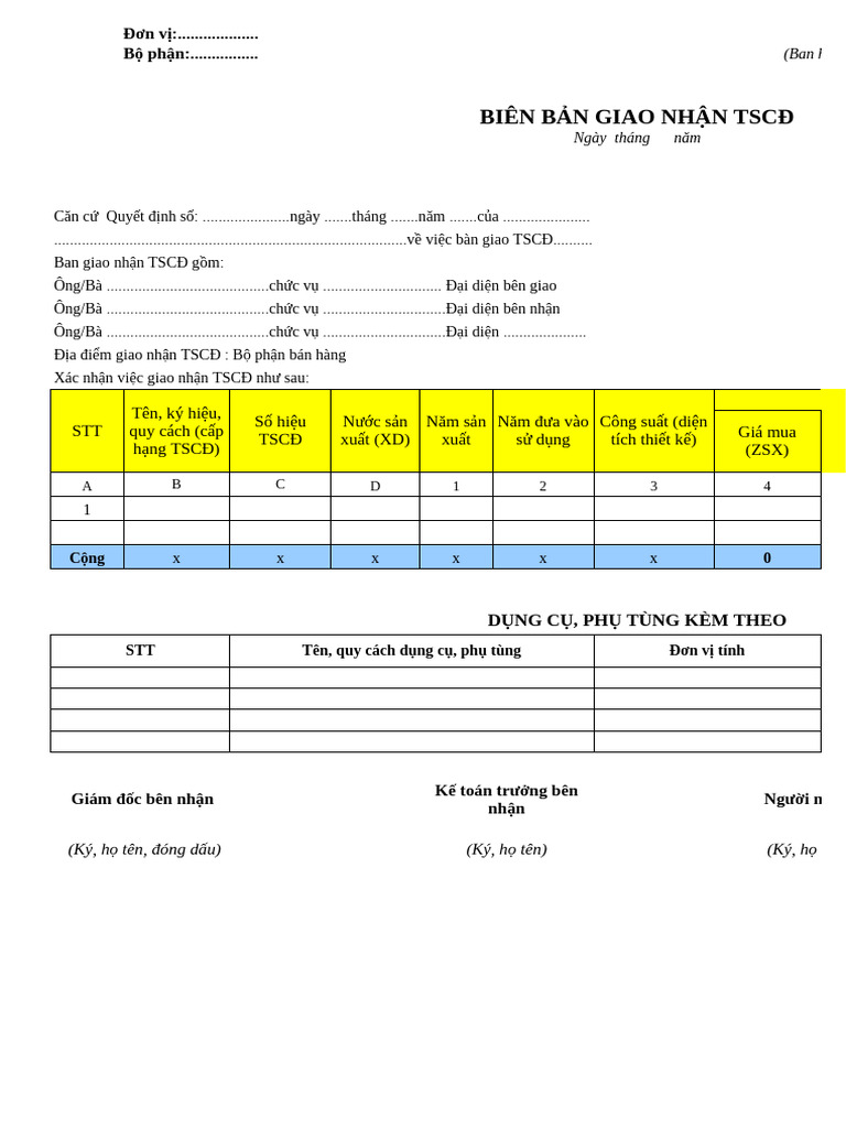 Bieu Mau 3 - Chung Tu - Ke Toan TSCD | PDF