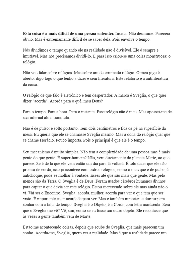 Reflexões sobre o Tempo e Sveglia | PDF | Tempo | Amor