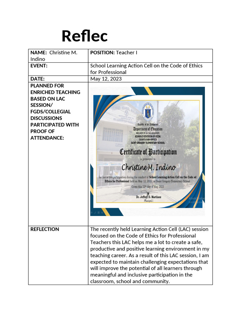 Reflection 1 | PDF | Career & Growth