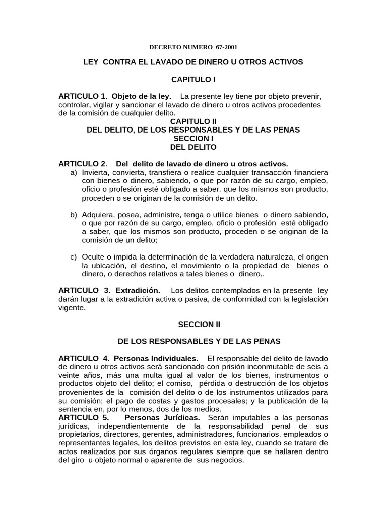 Ley Contra El Lavado de Dinero | PDF | Justicia | Crimen y violencia
