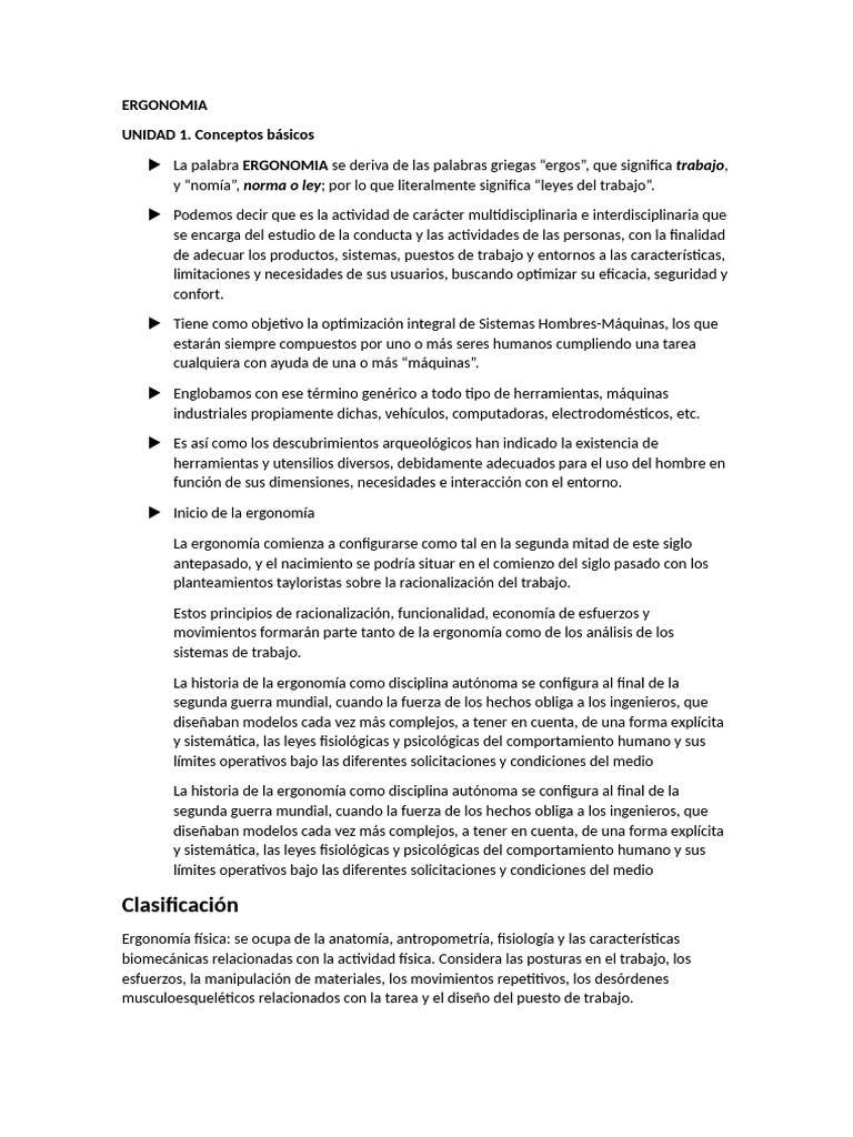 Introducción a la Ergonomía Laboral | PDF | Factores humanos y ...