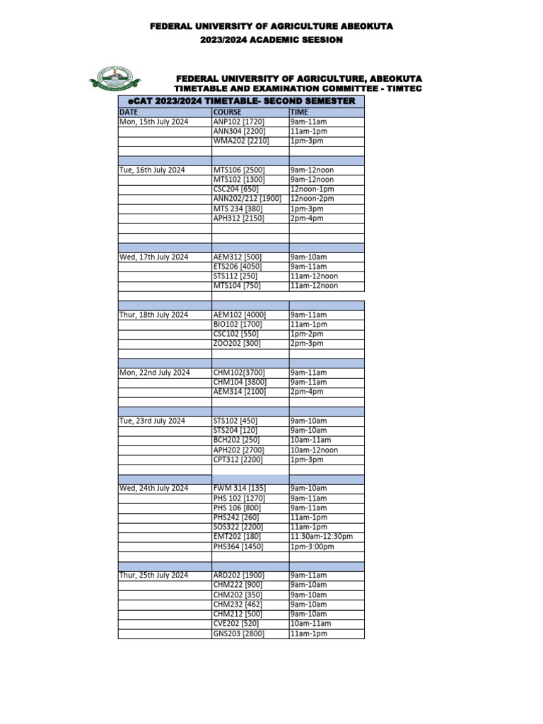 Ecat Second Semester 2024 Pdf