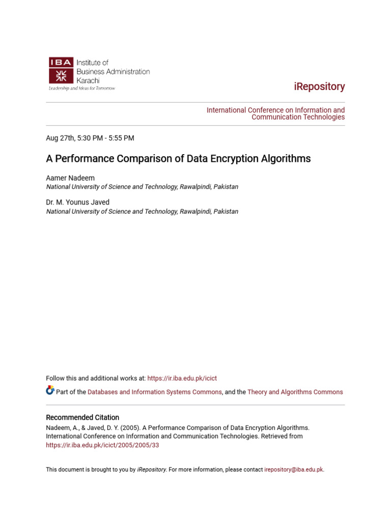 A Performance Comparison of Data Encryption Algorithms | PDF ...