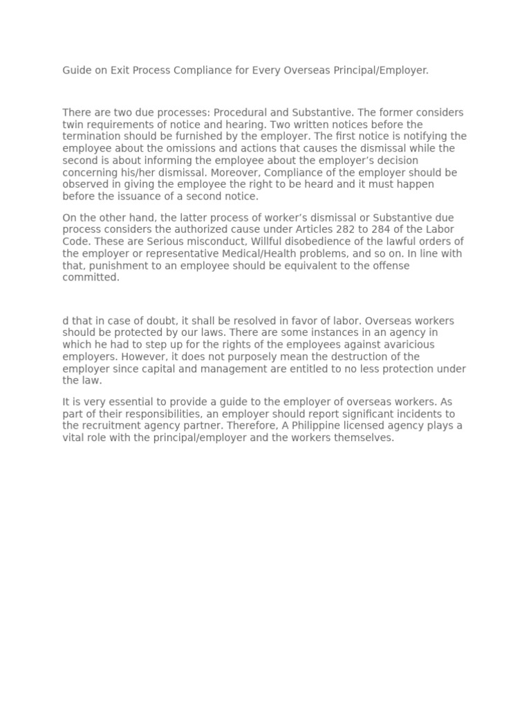 Exit Process Compliance for Overseas Employers | PDF