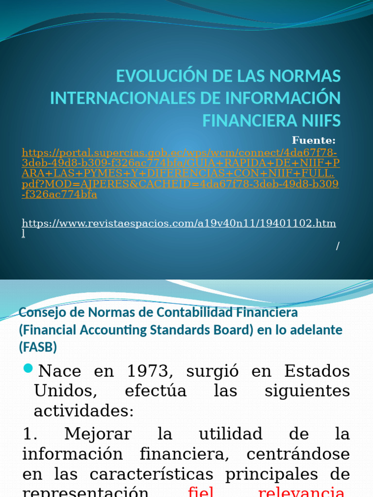 Normas Niif - Evolución | PDF | normas internacionales de INFORMACION ...