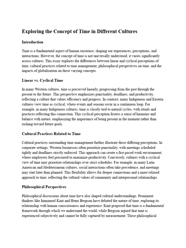 Cultural Perspectives on Time Explained | PDF | Time | Perception