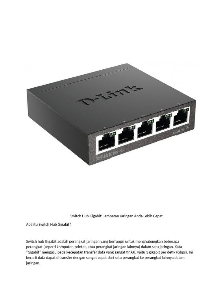 Switch Hub Gigabit: Solusi Jaringan Cepat | PDF