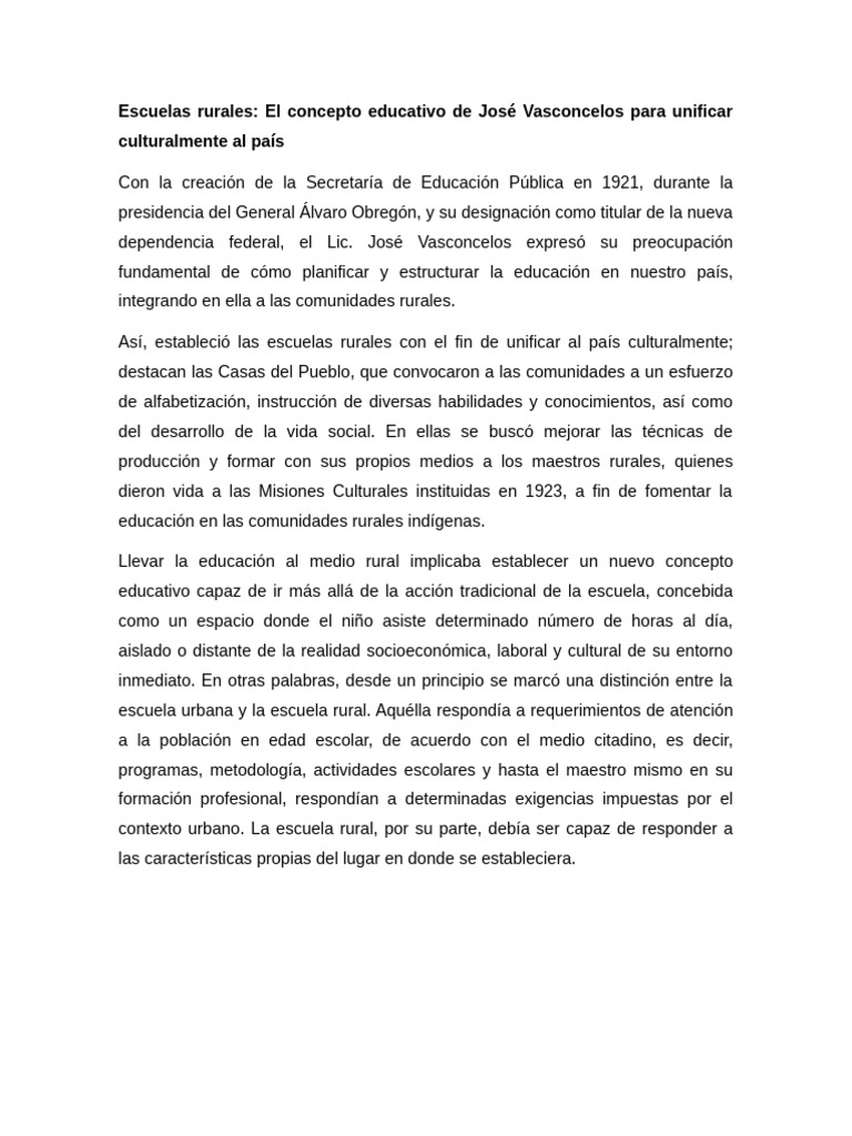 Educación Rural y su Impacto Cultural | PDF | Enseñando | Escuelas