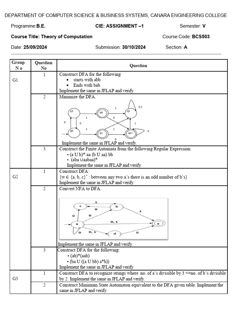 BCS503 Assignment-1 ATC (CSBS) | PDF | Theory Of Computation | String ...