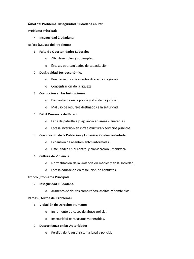 Causas y Efectos de la Inseguridad en Perú | PDF | Desigualdad ...