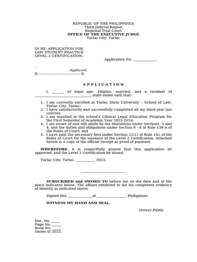 Law Student Practice Level 2 Application | PDF | Law