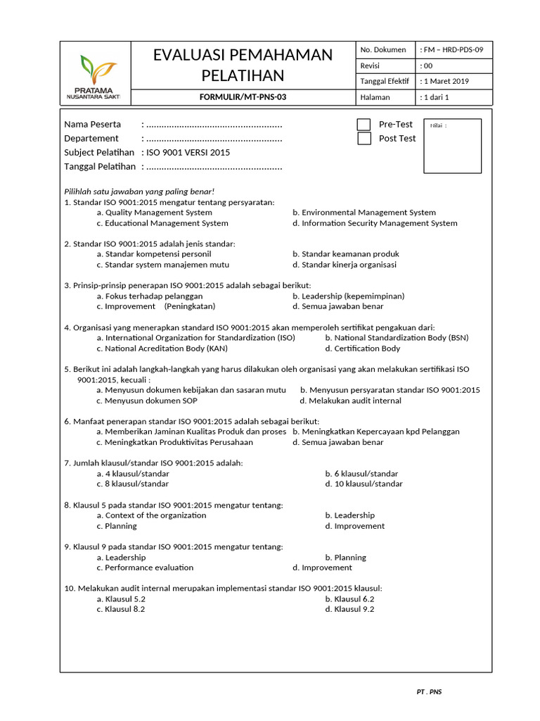 Pre - Post Iso 9001 | PDF
