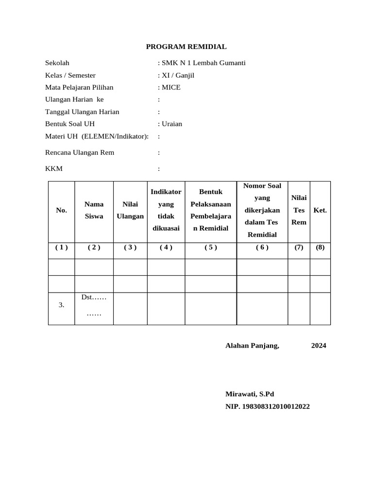 Program Remidial dan Pengayaan MICE SMK | PDF