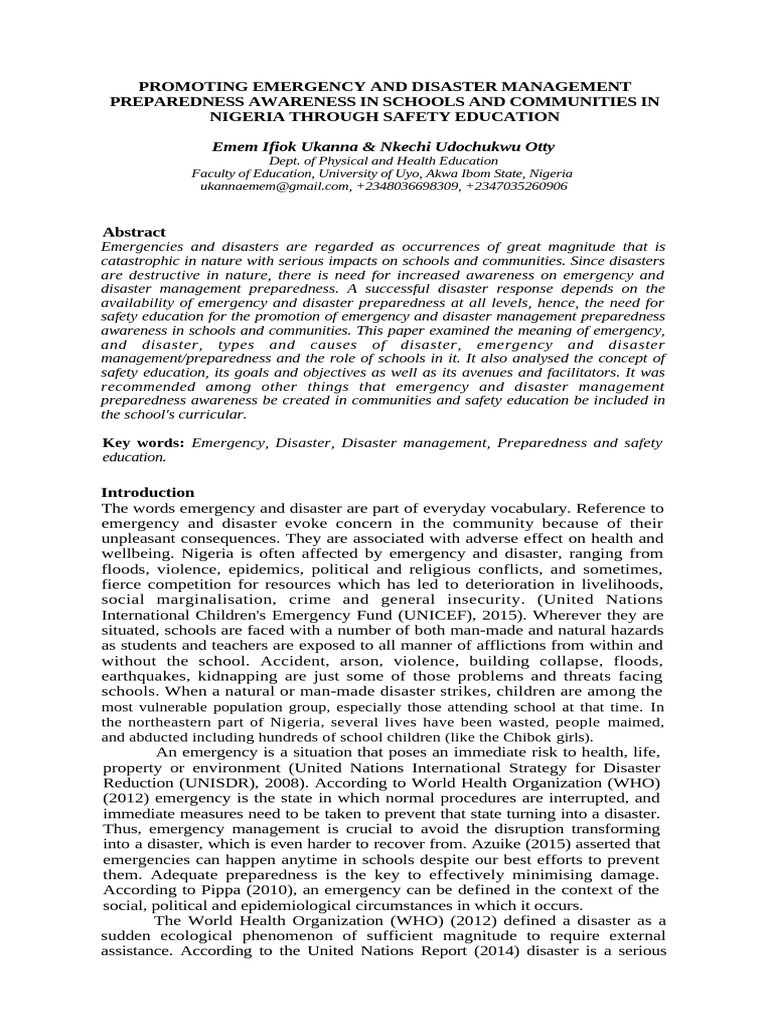 Promoting Emergency and Disaster Management | PDF | Emergency ...