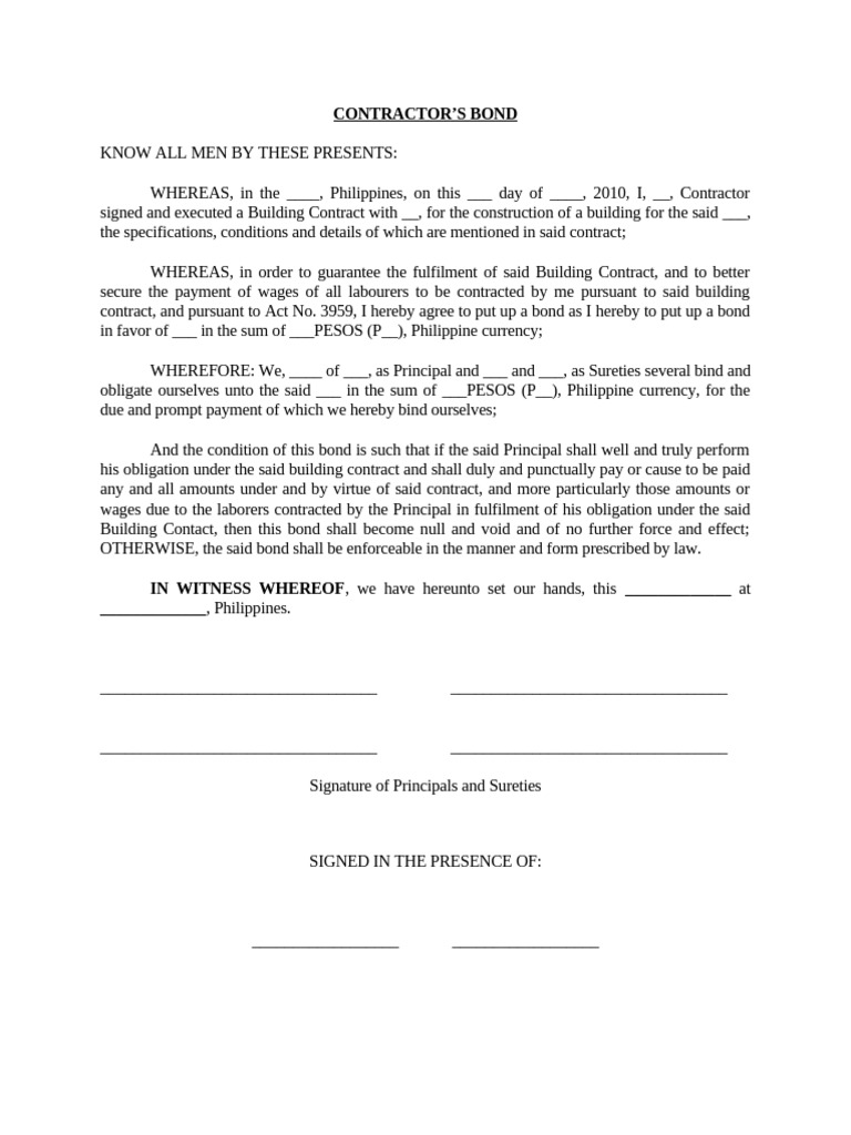 WHAT IS A CONTRACTOR S BOND USED FOR visual data 3