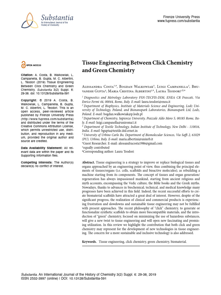 Tissue Engineering Between Click Chemist | PDF | Biomaterial | Tissue ...
