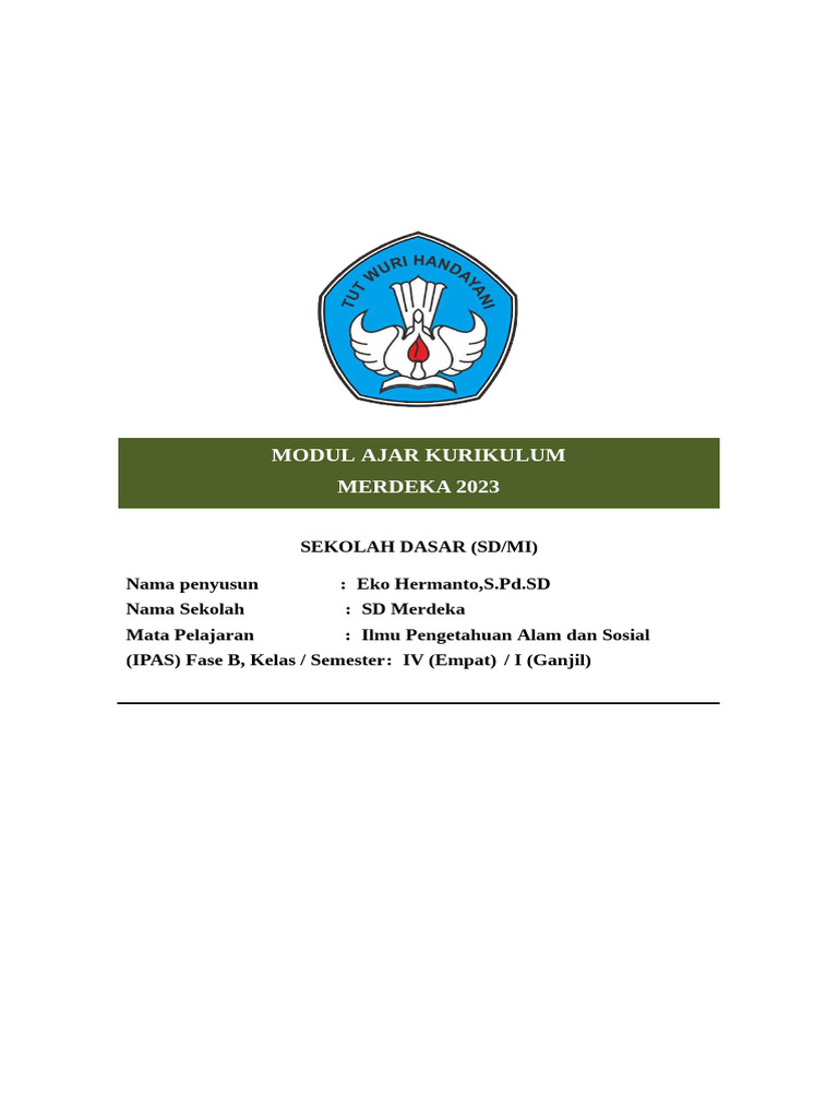 Modul Ajar IPAS Kelas 4 SD 2023 | PDF