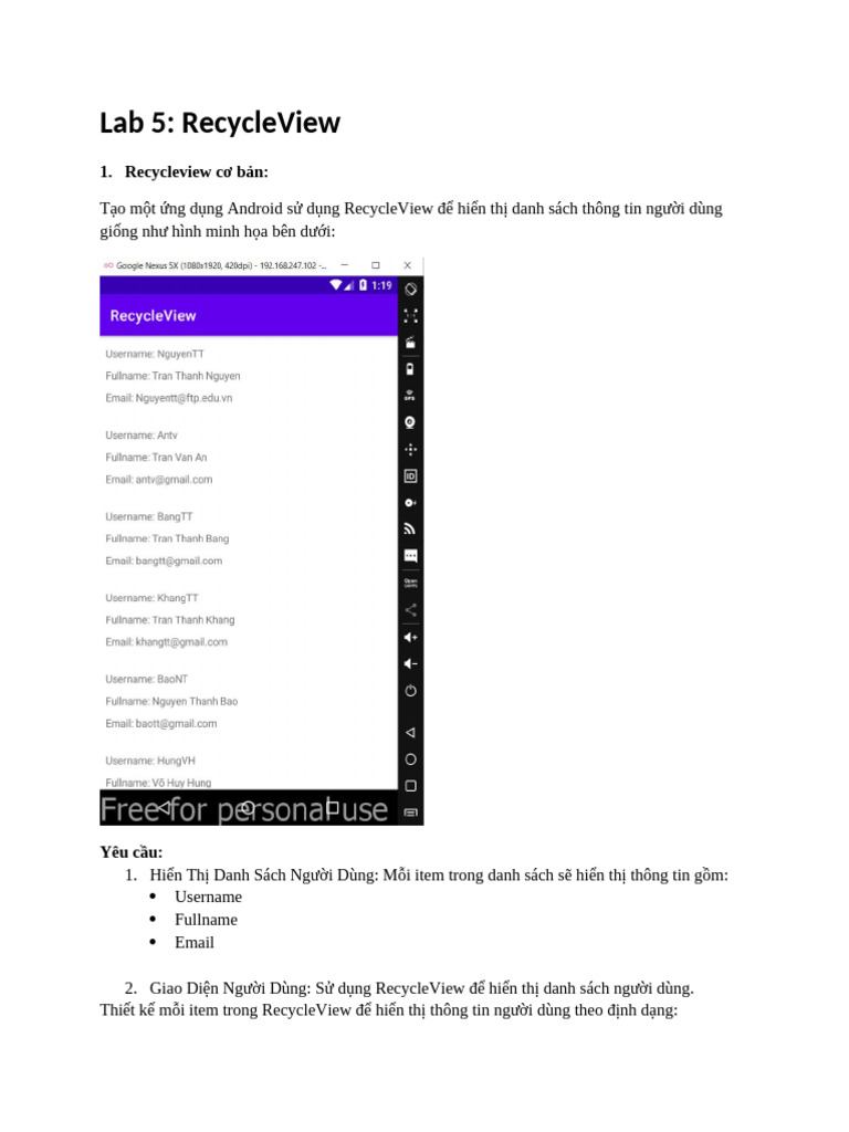 Lab 5 RecycleView | PDF