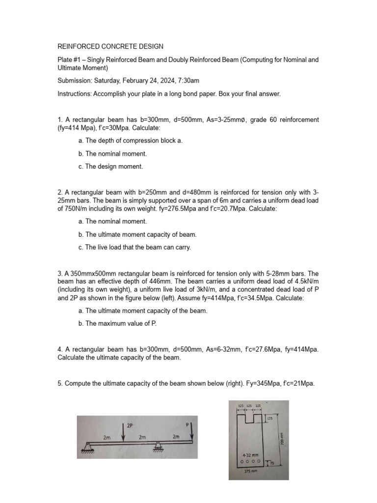 Reinforced Concrete Beam Design Calculations | PDF