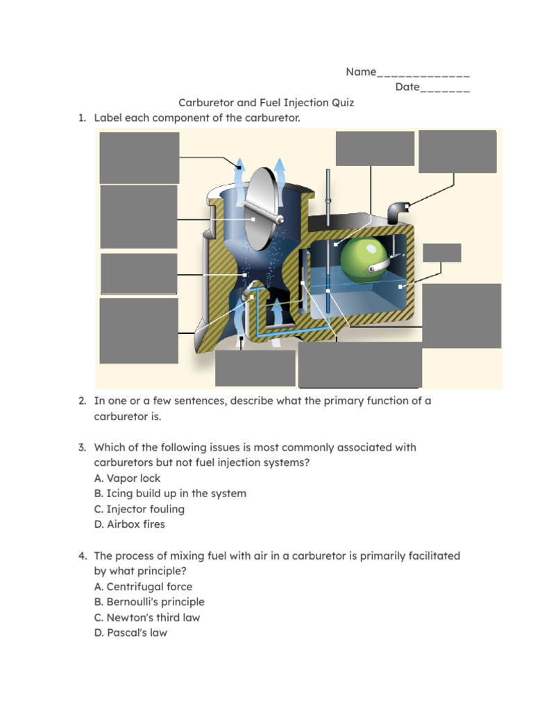 Carburetor and Fuel Injection Quiz-2 | PDF