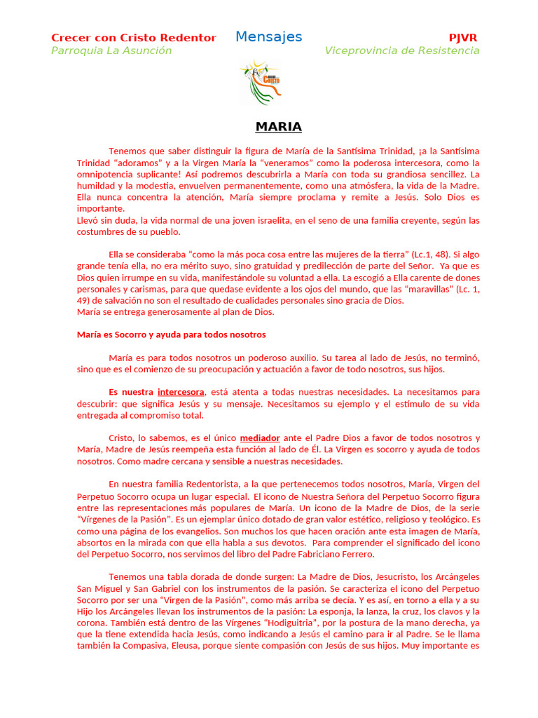 María: Modelo de Fe y Esperanza | PDF | María, madre de Jesús | Cristo ...