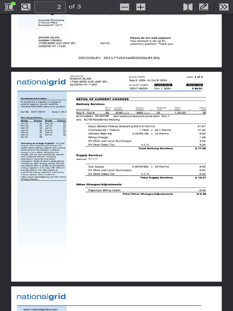 National Grid Account Billing Overview | PDF | Physical Quantities | Nature