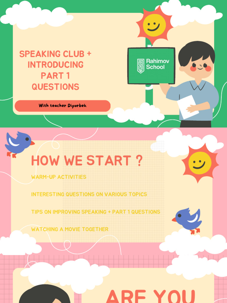 Speaking Club with Diyorbek: Part 1 | PDF