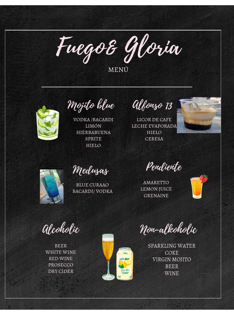 Black Modern Bar Menu | PDF