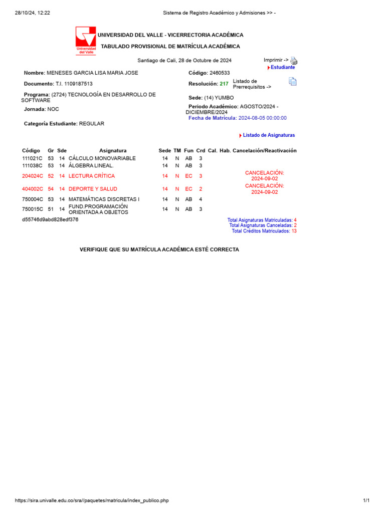 Sistema de Registro Académico y Admisiones | PDF | Matemáticas