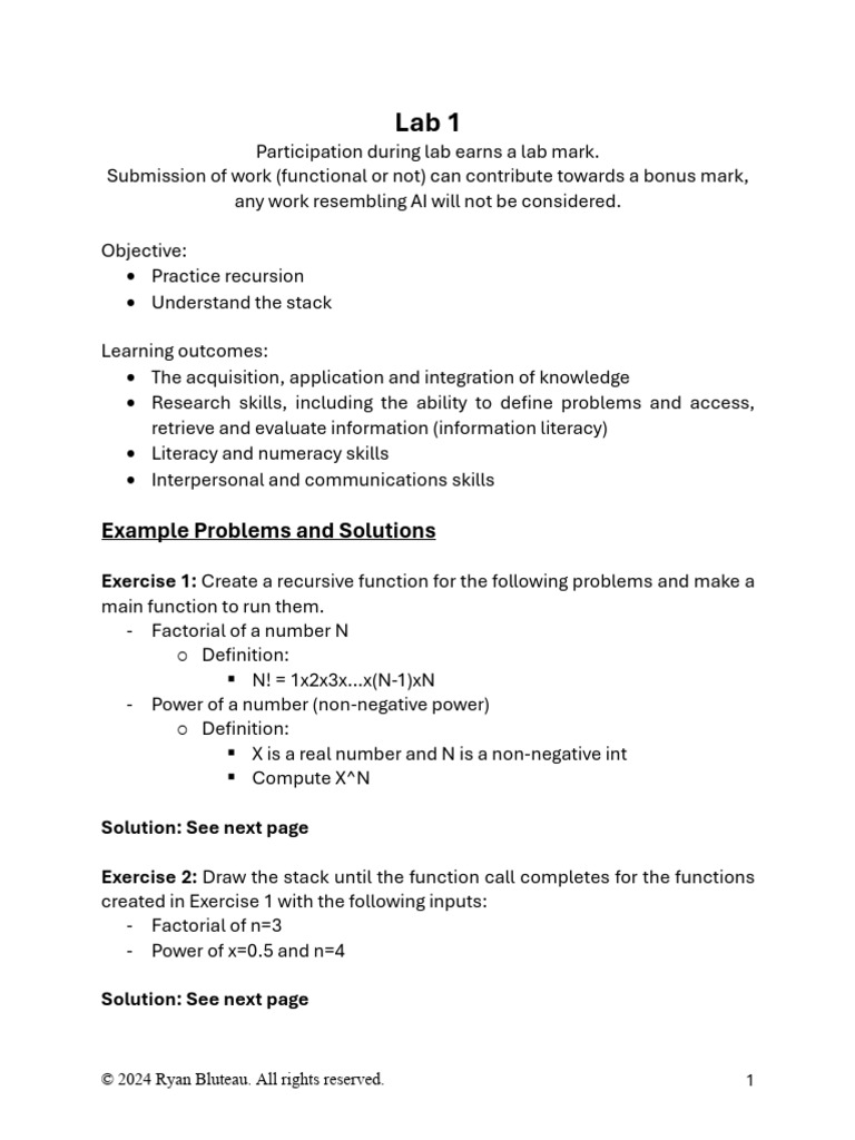 Recursive Functions and Stack Practice | PDF | Mathematical Logic ...