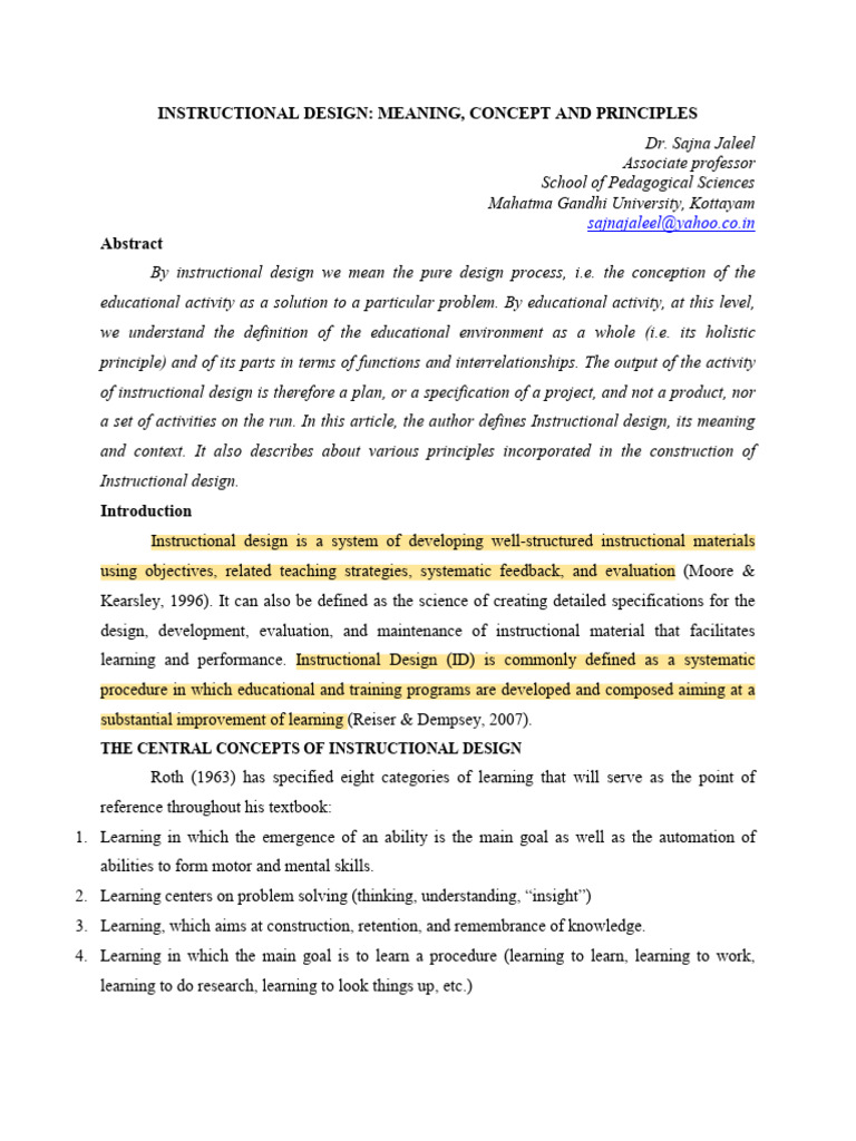 Module 1 - 1200624090906061919 | PDF | Learning | Instructional Design