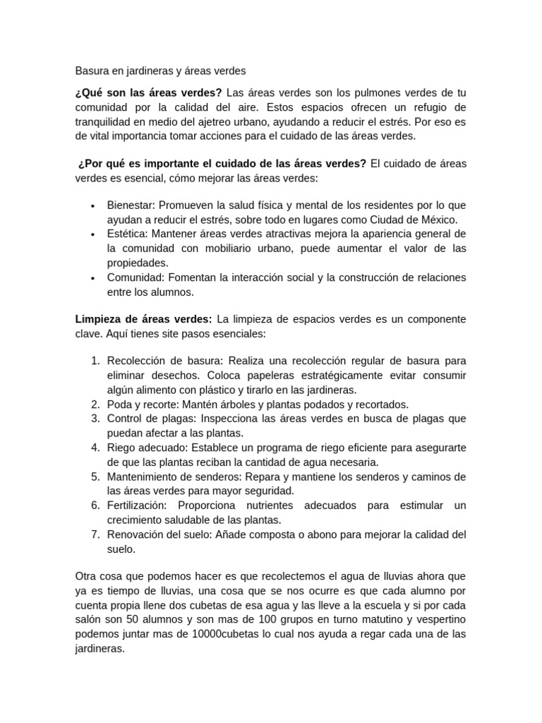 Basura en Jardineras y Áreas Verdes | PDF | Residuos | Entorno natural