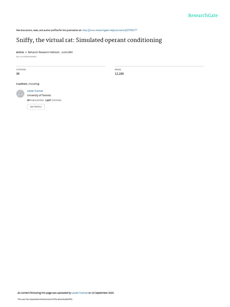 Sniffy The Virtual Rat Simulated Operant Condition | PDF ...