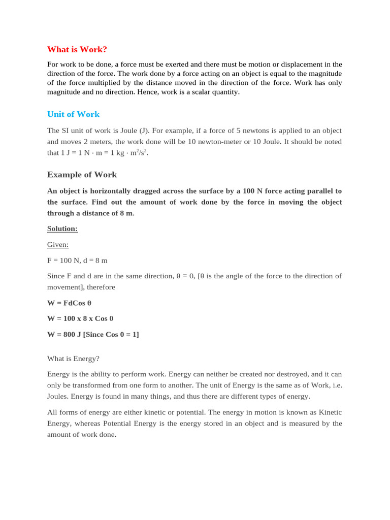 Unit 3 work power and energy pdf power physics force