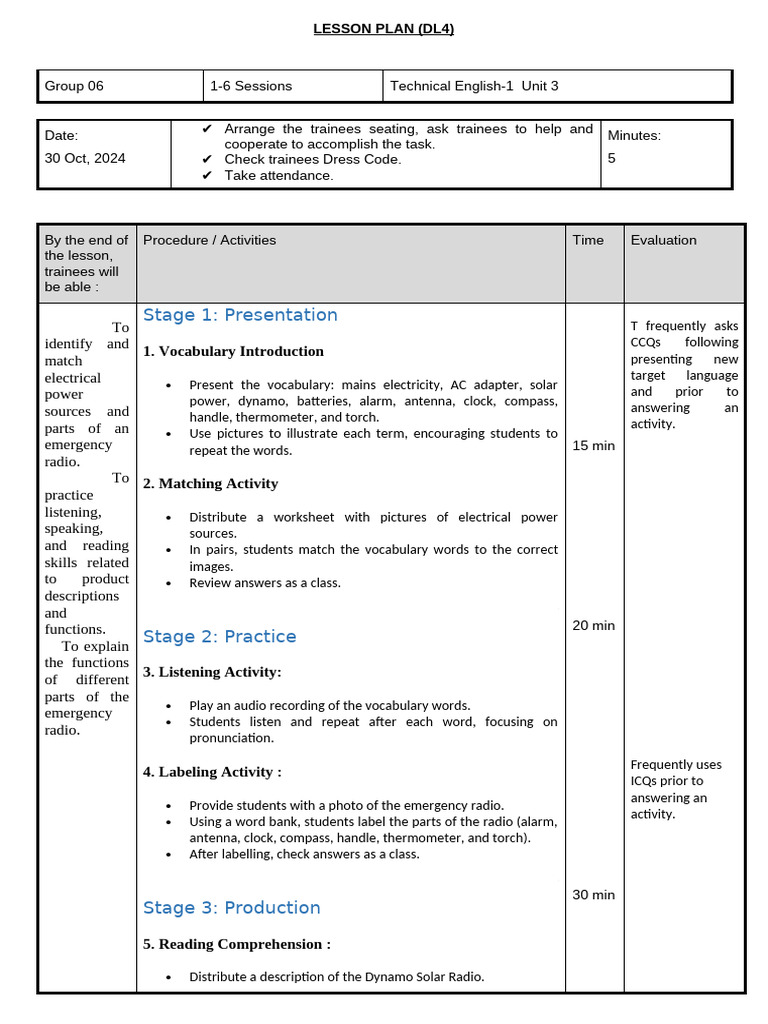 Emergency Radio Lesson Plan Overview | PDF | Human Communication | Learning