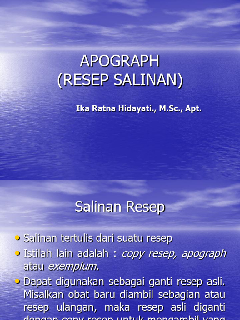 Salinan Resep dan Penulisannya | PDF