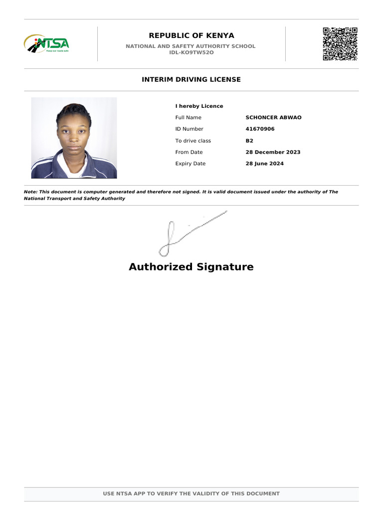 Interim Driving License - Kenya 2023 | PDF