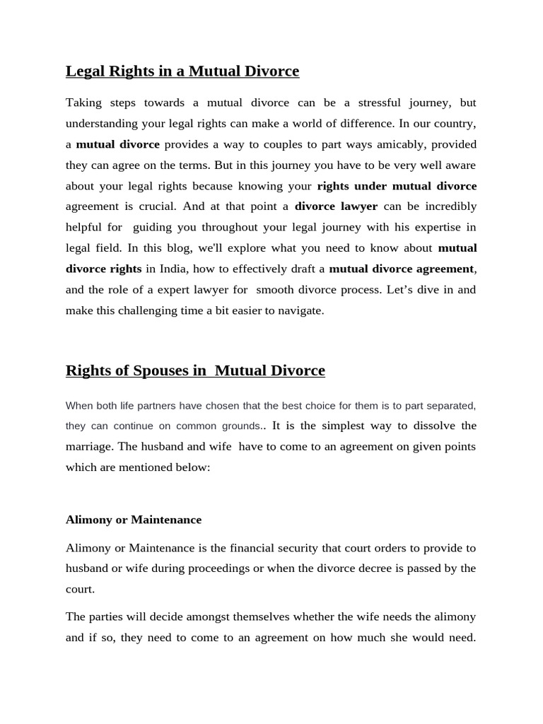Understanding Mutual Divorce Rights in India | PDF | Divorce | Alimony