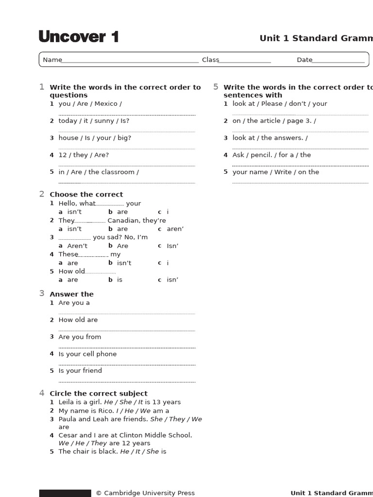 Tinywow - Unit 1 Grammar Standard - 64157576 | PDF | Language Arts ...