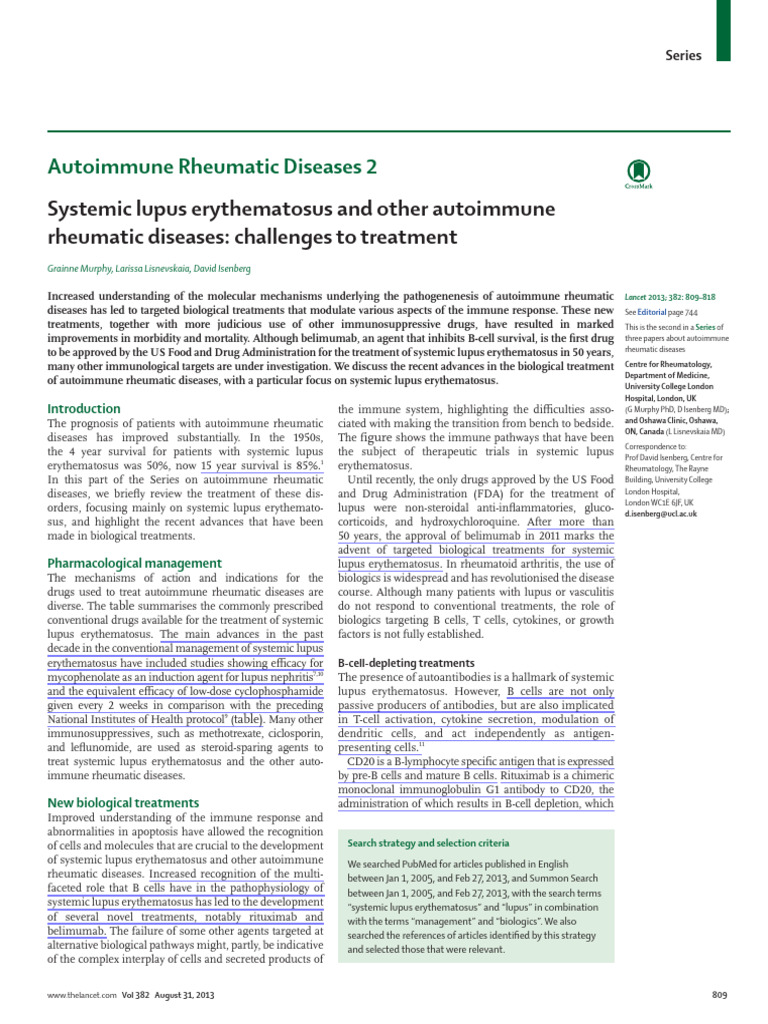 SLE and Other Rheumatic Diseases, Lancet | PDF | B Cell | Medical ...