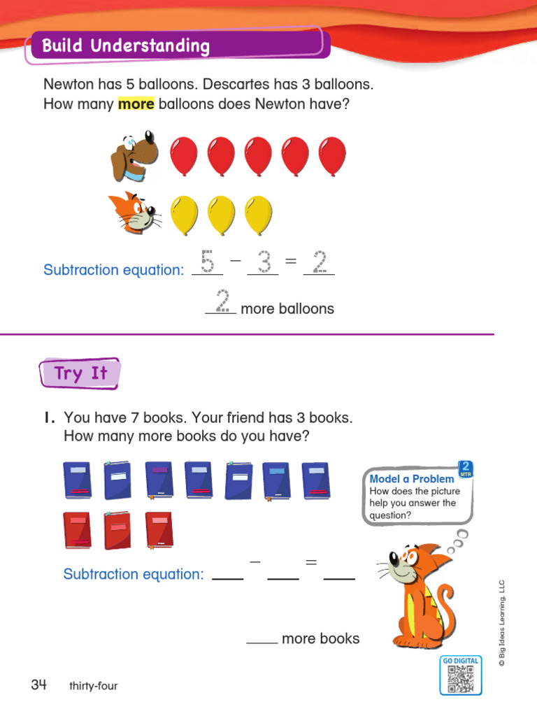 Balloon and Book Subtraction Problems | PDF