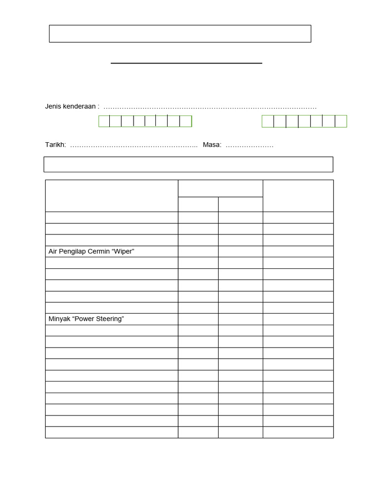 BORANG SENARAI SEMAK KENDERAAN | PDF