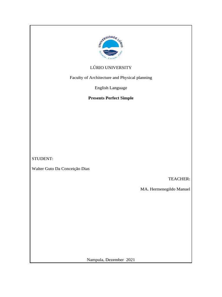 Present Perfect Pdf Verb Perfect Grammar