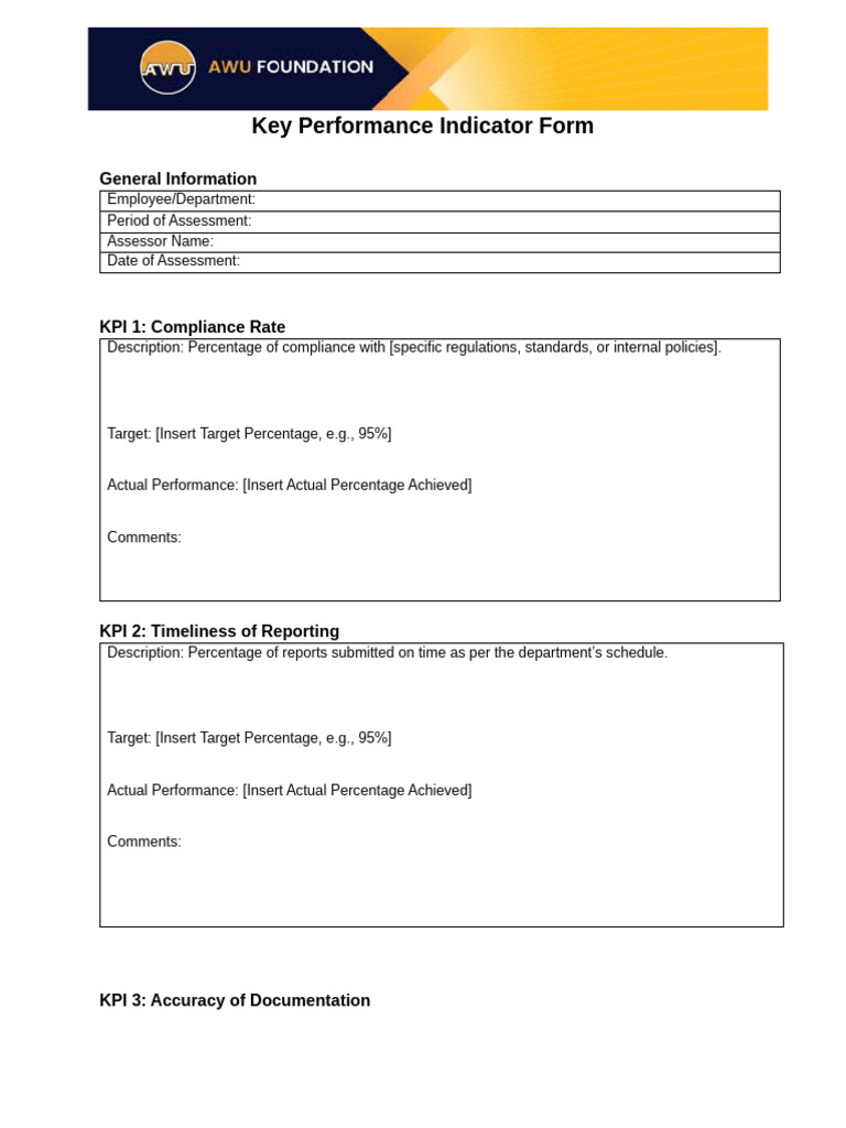 KPI Assessment Form for Employees | PDF