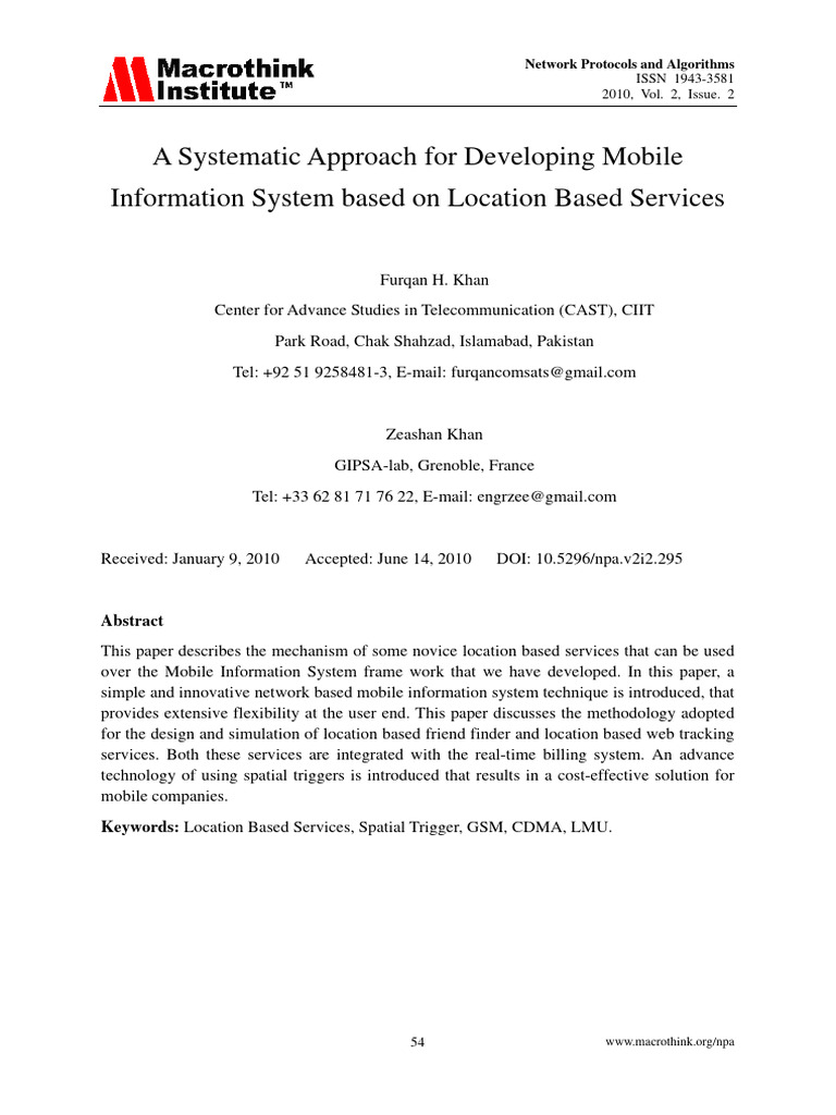 Developing Mobile Location-Based Services | PDF | Location Based ...