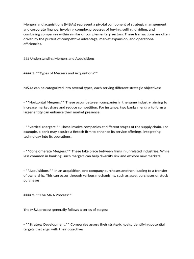 Mergers and Acquisitions Explained | PDF | Mergers And Acquisitions ...