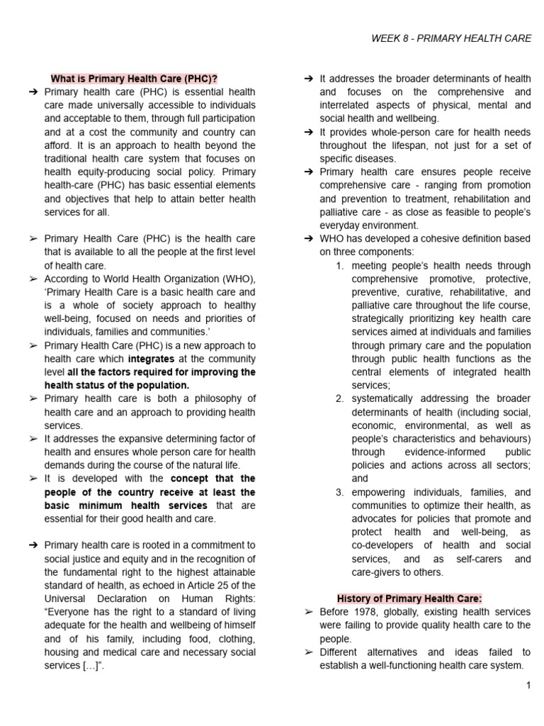 Primary Health Care Essentials | PDF | Health Care | Poverty