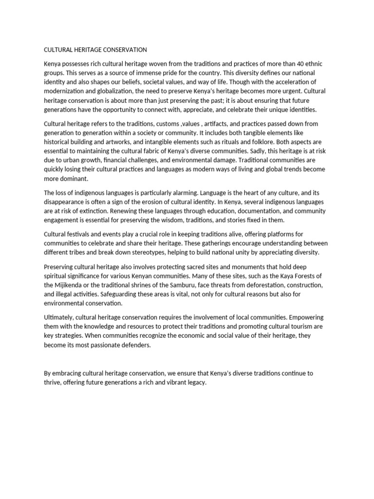 Cultural Heritage Conservation | PDF | Cultural Heritage | Traditions